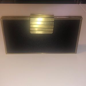 BCBG Black/Gold clutch with chain